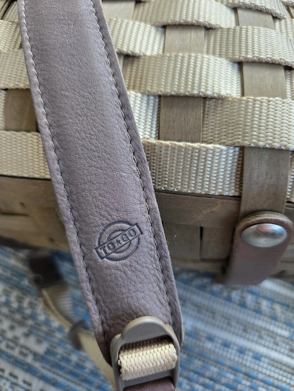 Longaberger To Go Basket Backpack Woven Wood & Nylon Adjustable Straps 2007